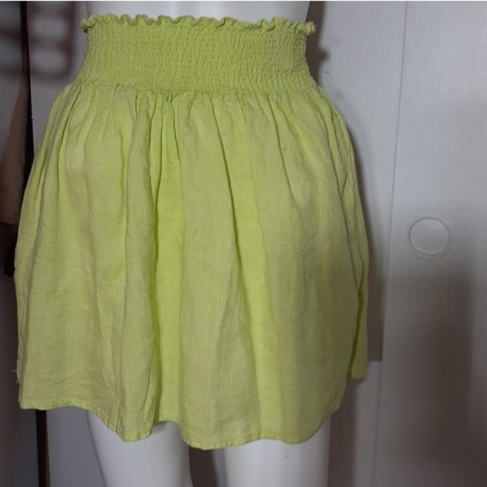 Cynthia Rowley linen mini skirt neon green 2 xs s